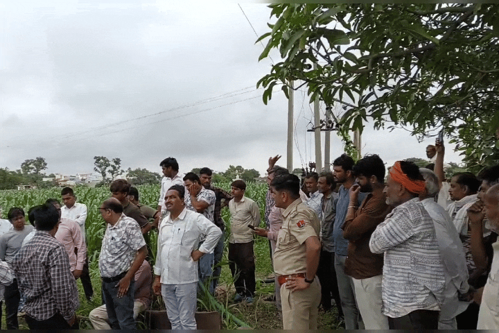 घटना स्थल पर ग्रामीणों की भीड़ जमा हो गई वहीं प्रशासनिक अधिकारी, पुलिस और बिजली विभाग के कार्मिक भी पहुंचे 