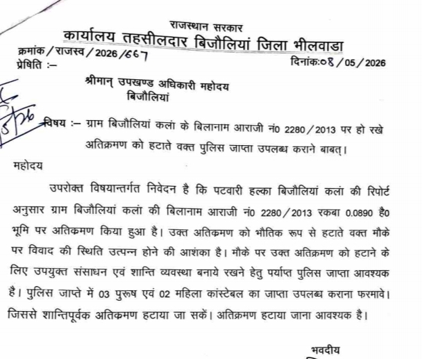 पुलिस जाब्ता उपलब्ध कराने के लिए लिखा पत्र